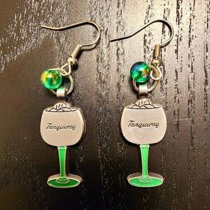 Green and Silver Cocktail Earrings